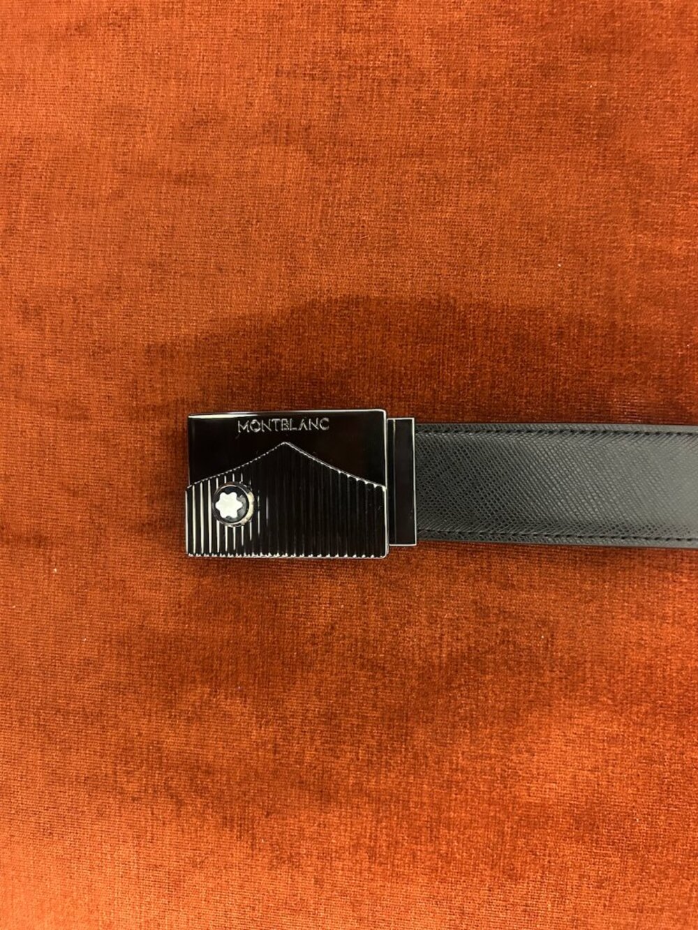 MONTBLANC Mens Black Logo-engraved logo-plaque Buckle Leather Belt
